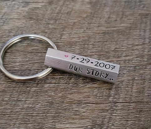 Download Hexagon Key Chain Hand Stamped Gift Our Story Gifts For Him Family 6 Sides Personalized Wedding Bridal Shower New Baby Yahoo Shopping