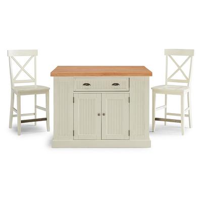 Homestyles Nantucket White Kitchen Island With Wood Top And 2 Counter Stools Yahoo Shopping