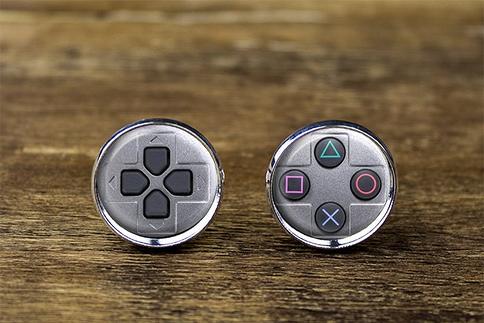 Game over cufflinks mens accessories inspired by video games Black and white video font gamer cufflinks