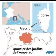 Carte d'Ajaccio et du quartier des Jardins de l?Empereur, où un 2e habitant a été placé en garde à vue dimanche dans le cadre de l?enquête sur des incidents survenus dans l'après-midi du 24 décembre. 45x45 mm