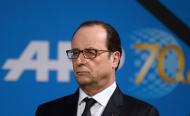 Le président François Hollande au 70e anniversaire de l'Agence France-Presse, le 19 janvier 2015 au Palais Brongniart, à Paris