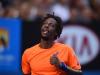 Le Français Gaël Monfils après avoir marqué un point contre le Polonais Jerzy Janowicz lors du 2e tour de l'Open d'Australie, le 22 janvier 2015 à Melbourne