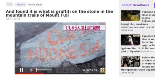 Grafiti 'Indonesia' di Gunung Fuji bikin malu WNI di Jepang