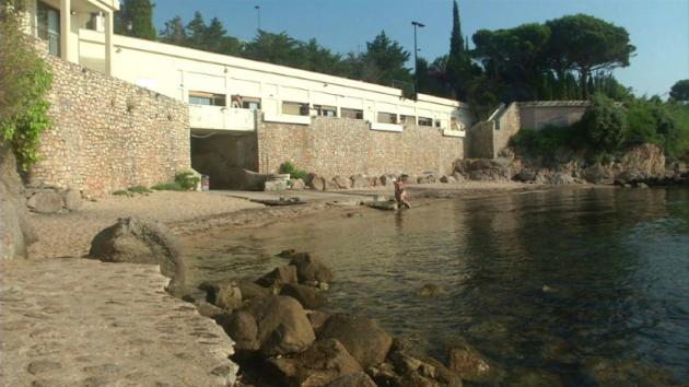 An AFPTV screen grab shows the beach at Vallauris which will be cut off from the public during the Saudi royal family's stay