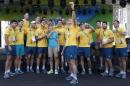 Members of Australian delegation pose for a selfie   photo at Olympics village in Rio de Janeiro