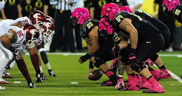 Oregon rolls past Washington State wearing awesome pink uniforms for breast  cancer awareness