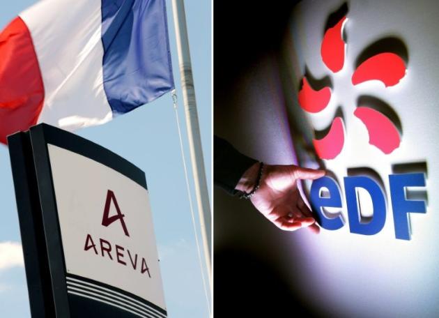Montage photo avec les logos des groupes Areva et EDF.