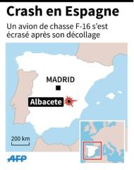 Carte de localisation d'Albacete théâtre du crash meurtrier d'un F-16