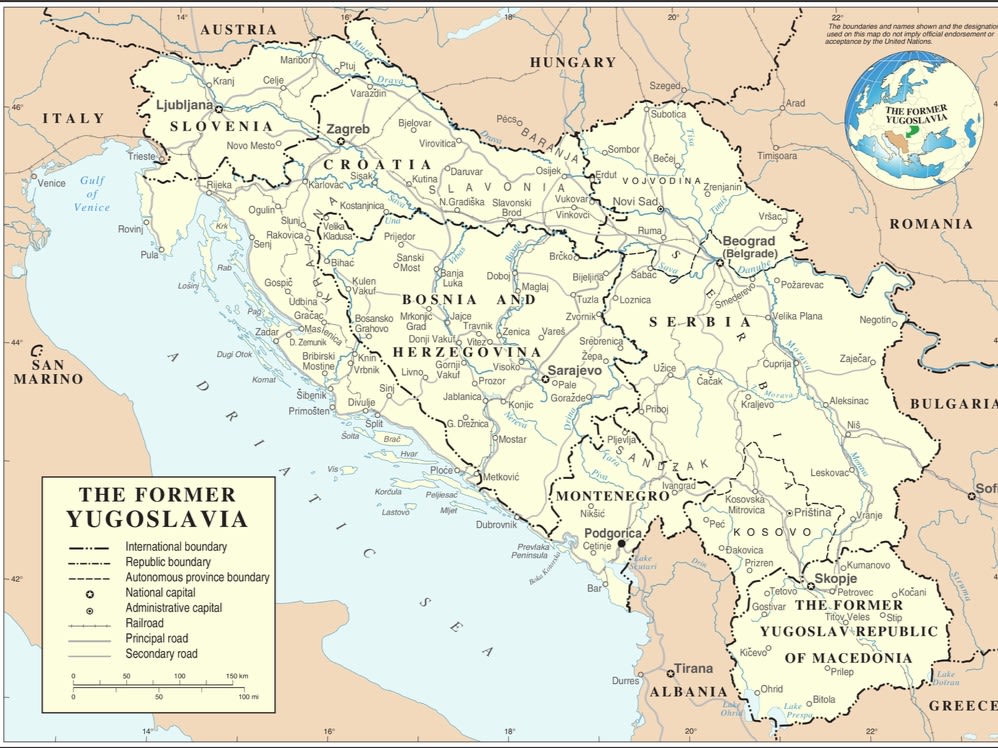 Former Yugoslavia map