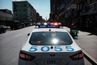 A police car is pictured in the East Harlem district of New York City on August 28, 2015