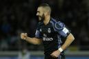 Real Madrid's Karim Benzema celebrates scoring   their first goal