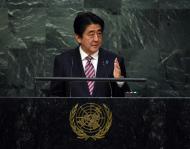 Shinzo Abe, Prime Minister of Japan, addresses the 70th Session of the UN General Assembly September 29, 2015