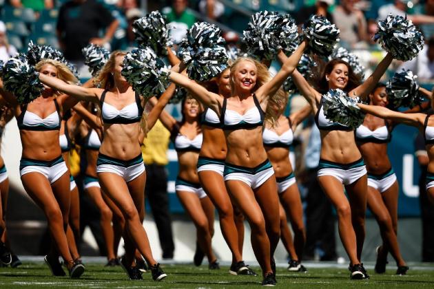 Philadelphia Eagles cheerleaders perform during the first half of an NFL football game against the Jacksonville Jaguars, Sunday, Sept. 7, 2014, in Philadelphia. (AP Photo/Matt Rourke)