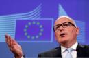 EU Commission First Vice-President Timmermans addresses a news conference in Brussels