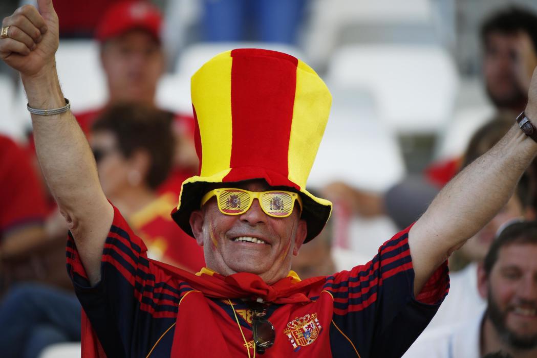 A Spain fan before the match