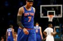 Carmelo Anthony, jugador de los New York Knicks, durante el partido contra los Brooklyn Nets el 19 de febrero de 2016 en Nueva York