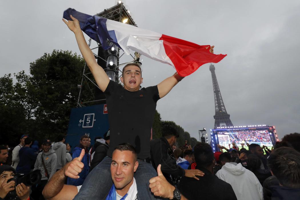 France fans react in the fan zone during a EURO 2016 quarter final soccer match