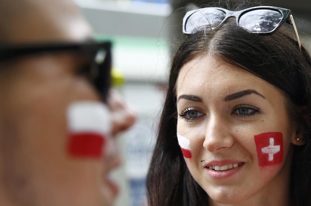 Switzerland and Poland fans gather for Round of 16 match in Saint Etienne - EURO 2016