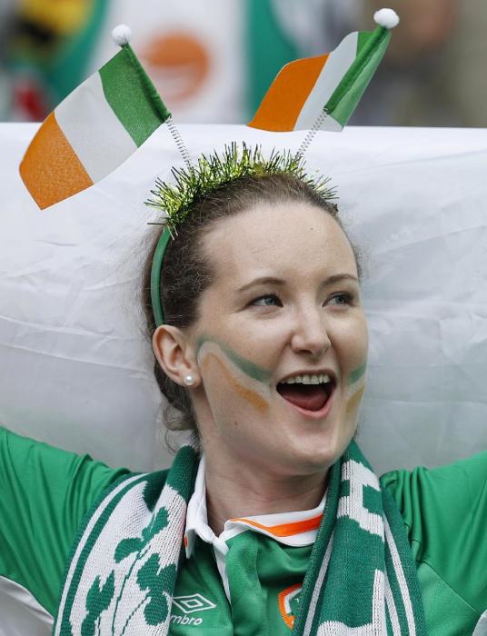 A Republic of Ireland fan before the match