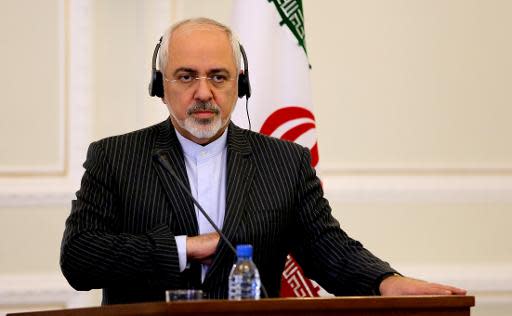 Iranian Foreign Minister Mohammad Javad Zarif holds a press conference on February 28, 2015 in Tehran