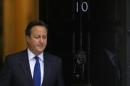 Britain's Prime Minister David Cameron waits to   greets Finland's Prime Minister Alexander Stubb at Number 10 Downing Street   in London