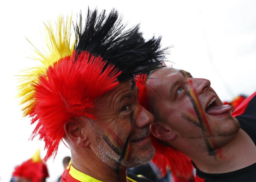 Belgium fans outside the stadium before the match