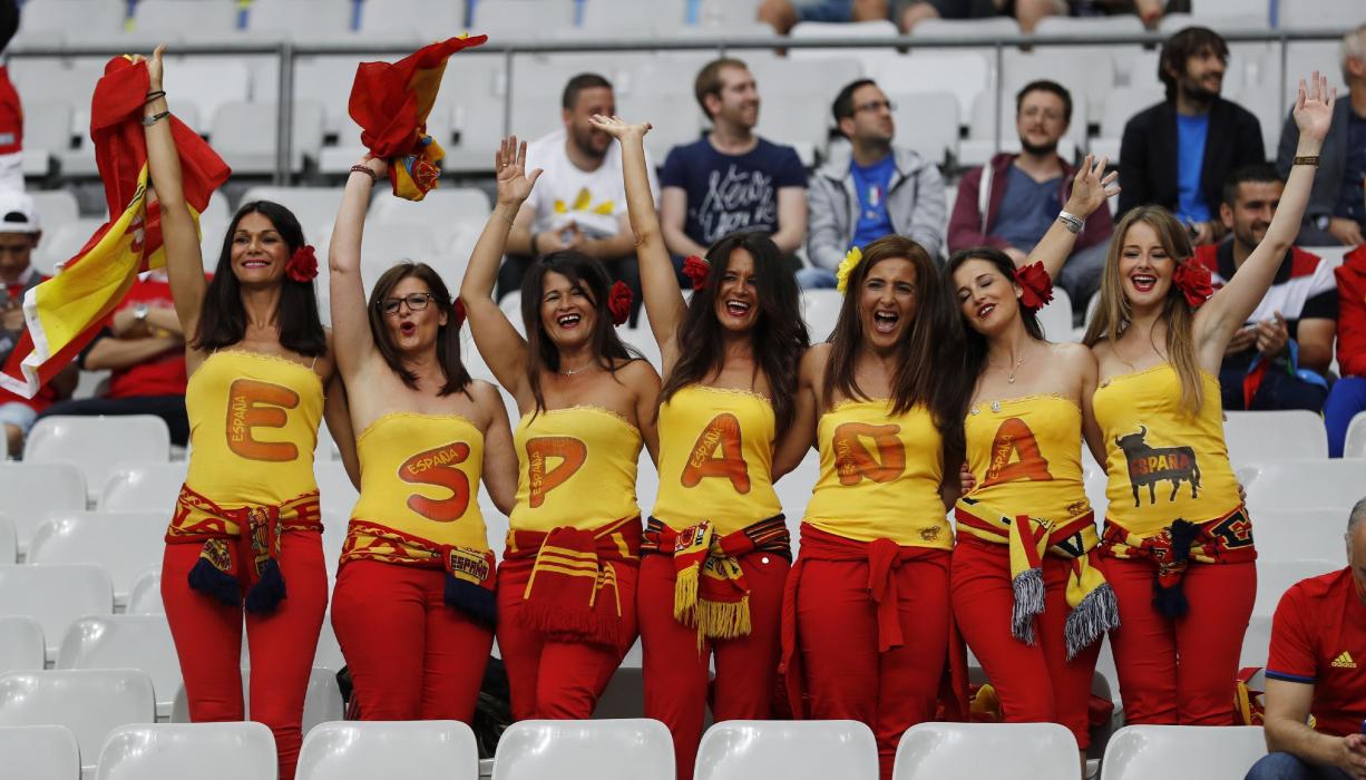 Spain fans before the match