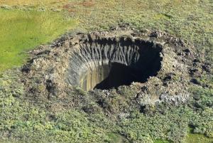 An aerial view taken on August 25, 2014, shows a crater&nbsp;&hellip;