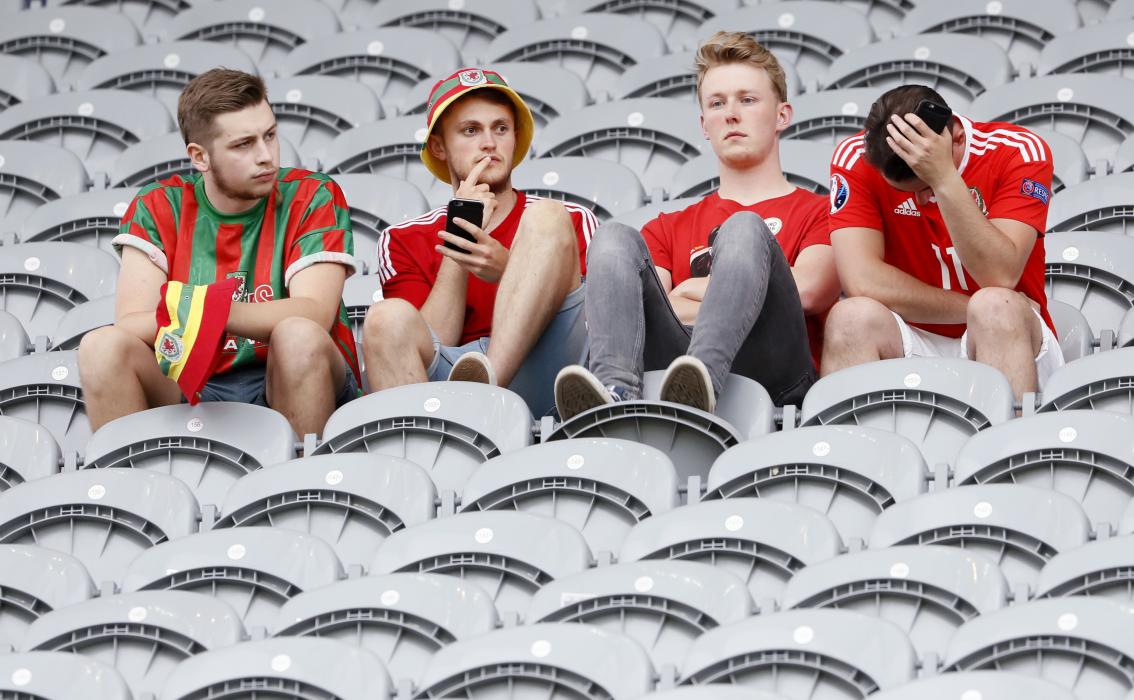 Wales fans react at the end of the game