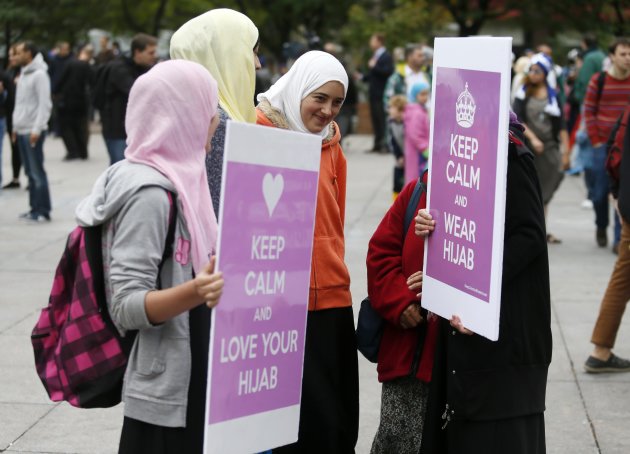 Protest against Quebec's move to ban the wearing of religious garb by gov't employees. (Reuters)