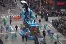 The Sea World float makes its way down 6th Ave during   the Macy's Thanksgiving Day Parade, in New York