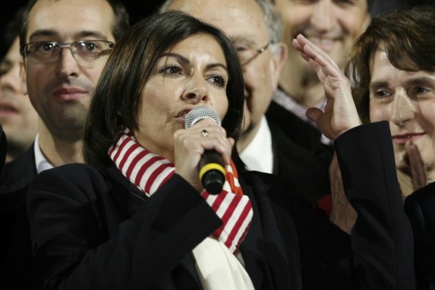 Anne Hidalgo s'exprime après sa victoire du second tour des municipales, le 30 mars 2014., MATTHIEU ALEXANDRE / AFP