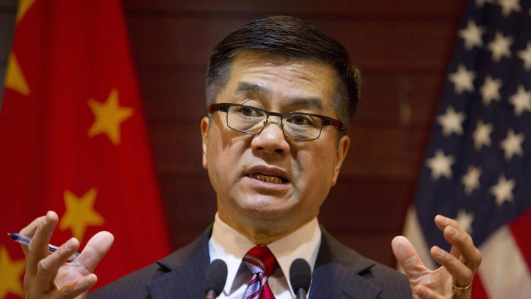 FILE - In this Thursday, Feb. 27, 2014, file photo, Gary Locke, the outgoing U.S. ambassador to China, speaks during a farewell news conference held at the U.S. Embassy in Beijing. A major Chinese government news service used a racist slur to describe Locke in a mean-spirited editorial on Friday that drew widespread public condemnation in China. (AP Photo/Ng Han Guan, Pool, File)