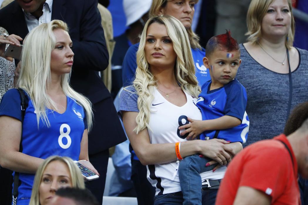 France's Dimitri Payet's wife Ludivine Payet in the stands