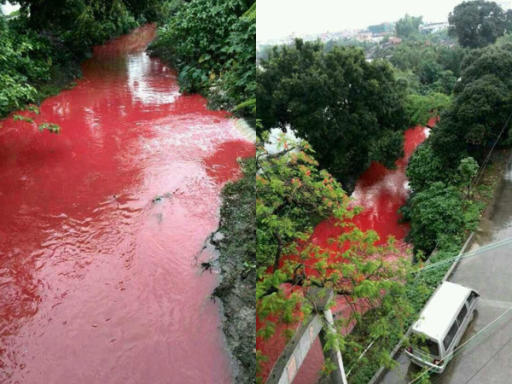 Hiii, Ada Sungai 'Darah' di Cina!