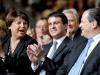 Manuel Valls entouré de Martine Aubry et Jean-Christophe Cambadélis, le 15 mai 2014 pendant un rassemblement de campagne pour les élections européennes à Lille