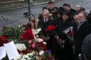 A group of foreign ambassadors and officials visit   the site where Boris Nemtsov was recently murdered in central Moscow