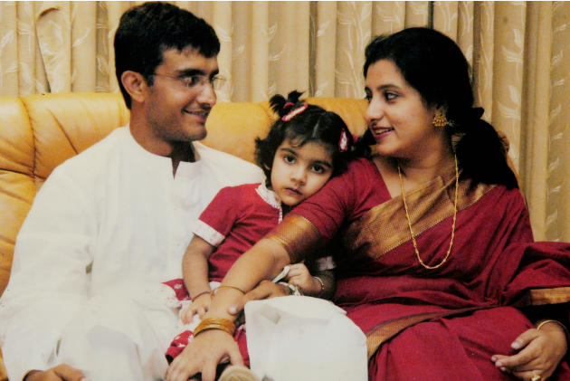 Dona Ganguly, Odissi dancer and wife of cricketer Sourav Ganguly with their daughter in Kolkata, West Bengal, India