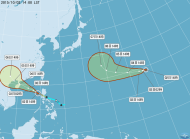 雙颱相繼在今（2）日成形！原在威克島南南東方近海附近的熱帶性低氣壓，已於下午2時左右增強為輕度颱風「彩雲」，正朝向日本方向前進，對台灣的影響仍需待後續觀察。