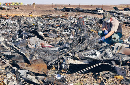 墜毀埃及的俄羅斯客機殘骸。