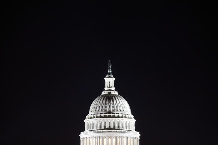 General view of the U.S. Capitol dome in the pre-dawn darkness in Washington
