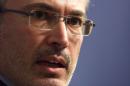 Russian exile, Khodorkovsky delivers a speech in   central London