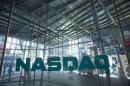 Scaffolding is seen outside the NASDAQ MarketSite in Times Square in New York