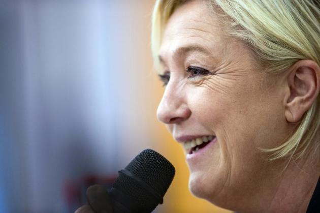 La présidente du Front national Marine Le Pen à Seloncourt (Doubs), le 23 janvier 2015