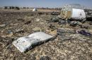 Debris from the A321 Russian Metrojet airliner at the site of the crash in Wadi el-Zolmat, a mountainous area in Egypt's Sinai Peninsula, pictured on November 1, 2015