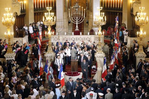 La synagogue de la Victoire à Paris, le jour d'une des commémorations du 70e anniversaire de la rafle du Vel d'hiv, le 9 septembre 2012