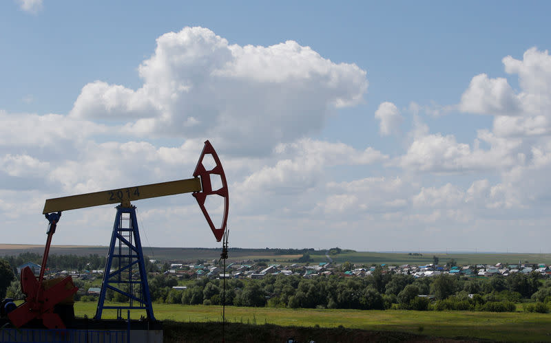 A pump jack is seen at the Ashalchinskoye oil field owned by Russia's oil producer Tatneft near Almetyevsk