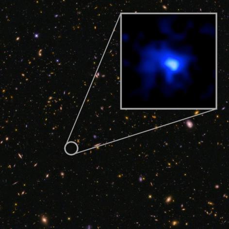 This image released on May 5, 2015 by the W.M. Keck Observatory in Hawaii shows the farthest confirmed galaxy observed to date