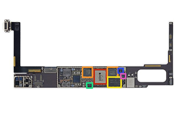 主機板規格確認，A8X 處理器兩邊有兩顆 1GB 記憶體晶片，為 iPad Air 帶來 2GB 的記憶體。