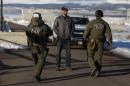 FBI agents man the entry to the Burns Municipal   Airport in Burns, Oregon